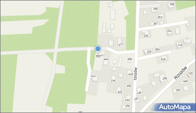 Rzozów, Rzozów, 500, mapa Rzozów