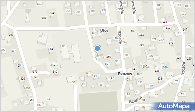 Rzozów, Rzozów, 92, mapa Rzozów