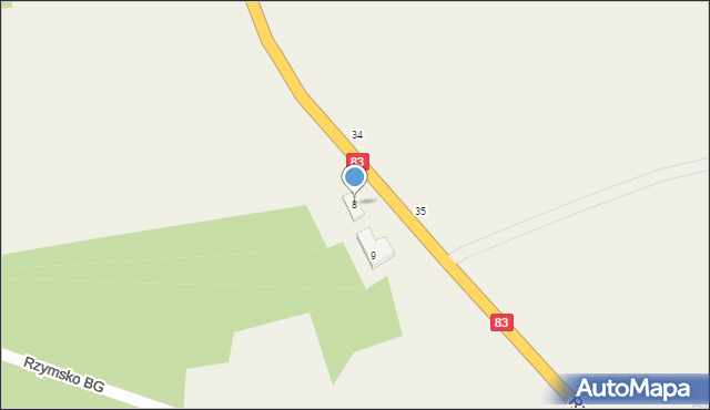 Rzymsko, Rzymsko, 8, mapa Rzymsko