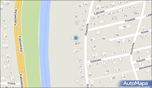 Skoczów, Rzeczna, 25, mapa Skoczów