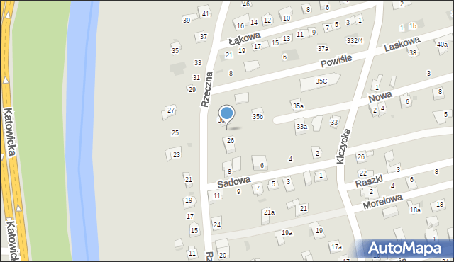 Skoczów, Rzeczna, 28, mapa Skoczów
