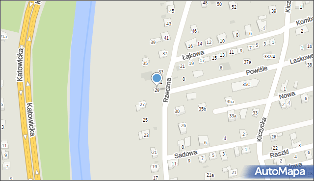 Skoczów, Rzeczna, 29, mapa Skoczów