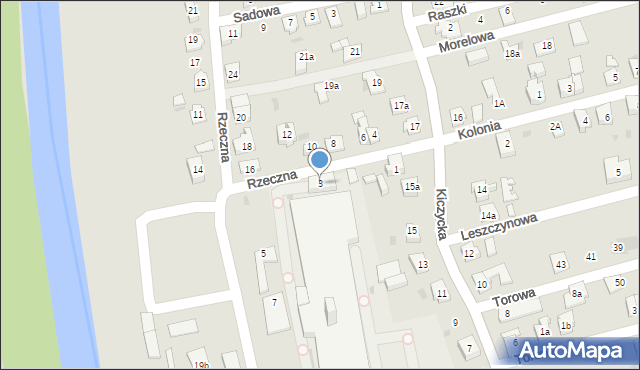 Skoczów, Rzeczna, 3, mapa Skoczów