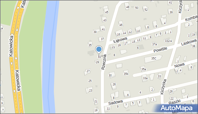 Skoczów, Rzeczna, 31, mapa Skoczów