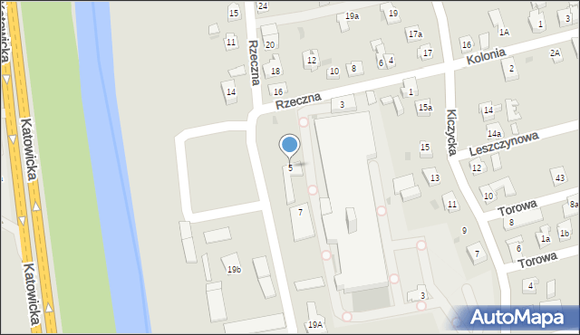 Skoczów, Rzeczna, 5, mapa Skoczów