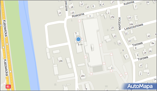 Skoczów, Rzeczna, 7, mapa Skoczów