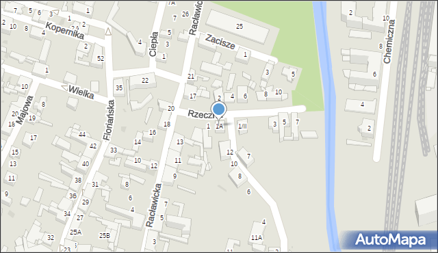 Sosnowiec, Rzeczna, 1A, mapa Sosnowca