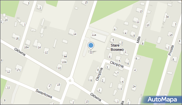 Stare Bosewo, Rzeczna, 11, mapa Stare Bosewo