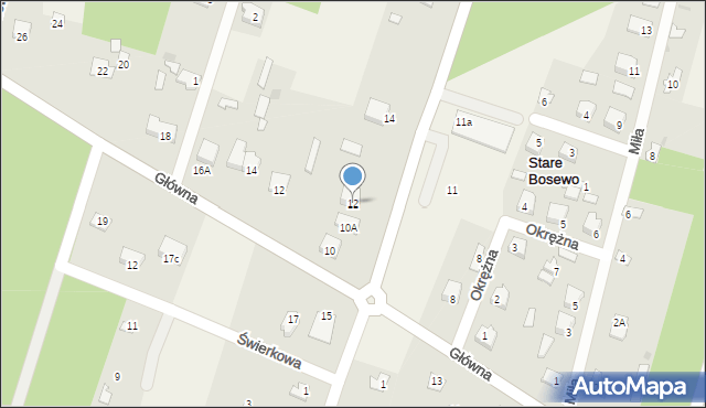 Stare Bosewo, Rzeczna, 12, mapa Stare Bosewo