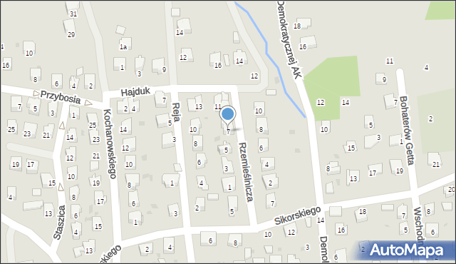 Strzyżów, Rzemieślnicza, 7, mapa Strzyżów