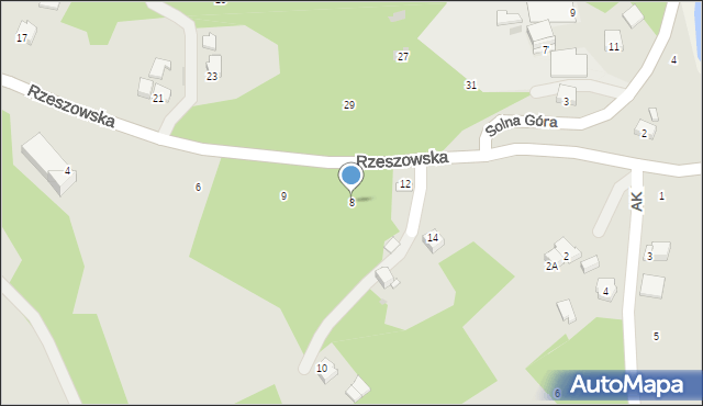 Strzyżów, Rzeszowska, 8, mapa Strzyżów