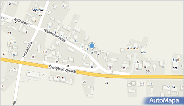 Styków, Rzemieślnicza, 15, mapa Styków