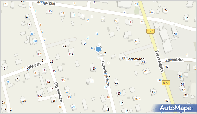 Tarnowiec, Rzemieślnicza, 8, mapa Tarnowiec