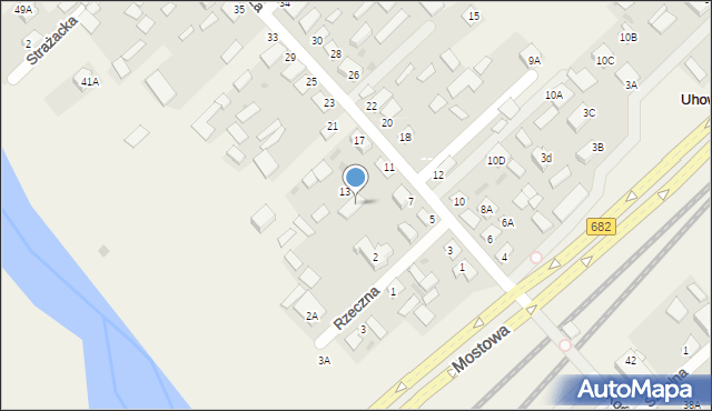 Uhowo, Rzeczna, 4, mapa Uhowo