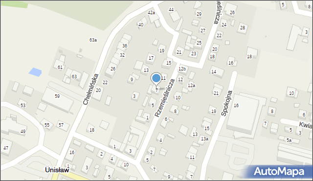 Unisław, Rzemieślnicza, 7, mapa Unisław