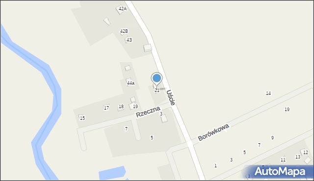 Uście, Rzeczna, 21, mapa Uście