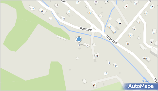 Ustrzyki Dolne, Rzeczna, 9, mapa Ustrzyki Dolne