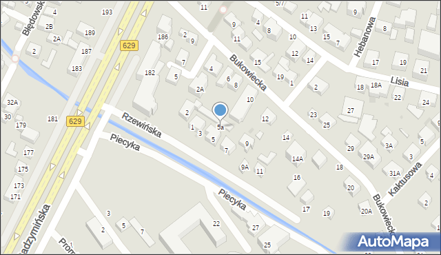 Warszawa, Rzewińska, 5a, mapa Warszawy