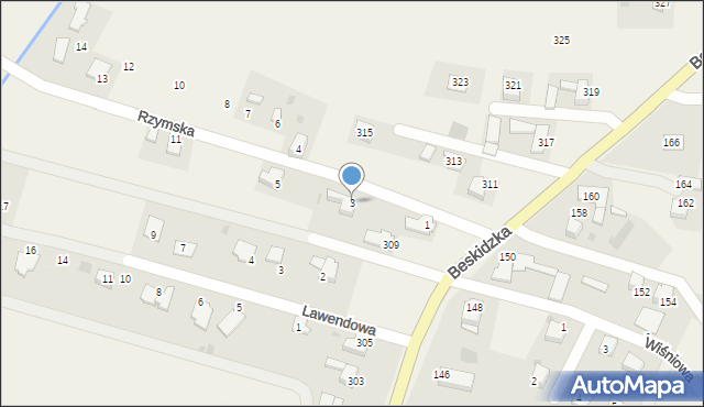 Wieprz, Rzymska, 3, mapa Wieprz