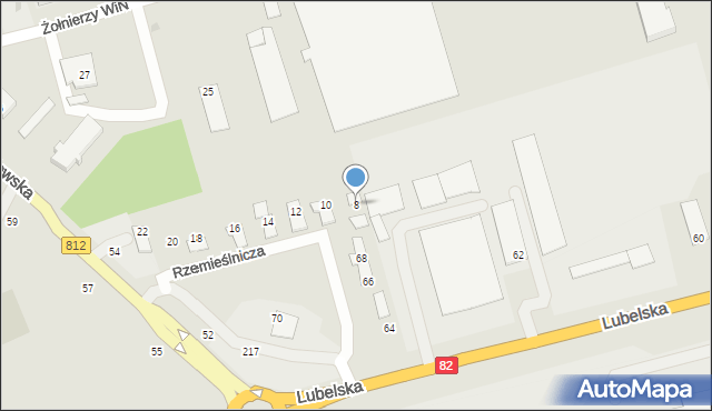 Włodawa, Rzemieślnicza, 8, mapa Włodawa