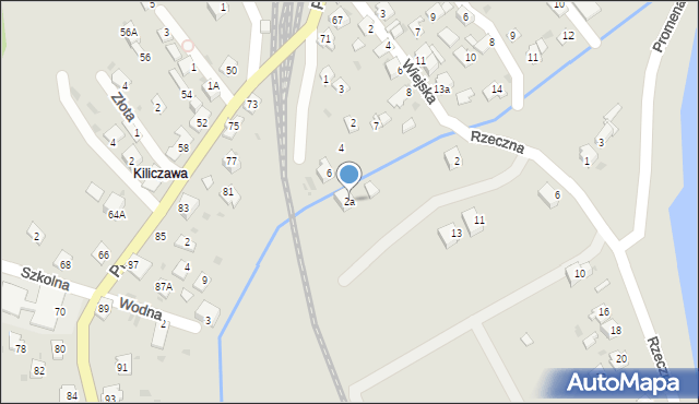 Zagórz, Rzeczna, 2a, mapa Zagórz