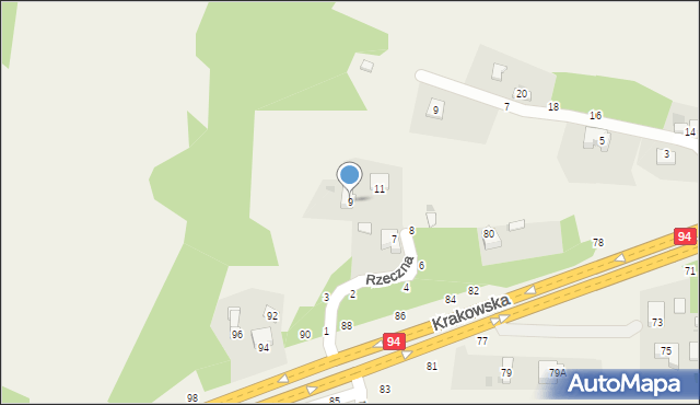 Zgłobice, Rzeczna, 9, mapa Zgłobice