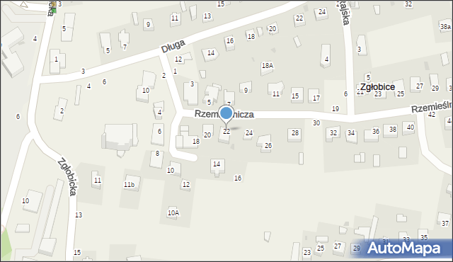 Zgłobice, Rzemieślnicza, 22, mapa Zgłobice