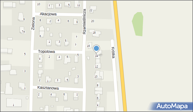 Zielęcice, Rzemieślnicza, 14, mapa Zielęcice