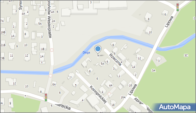 Zielonka, Rzeczna, 7, mapa Zielonka