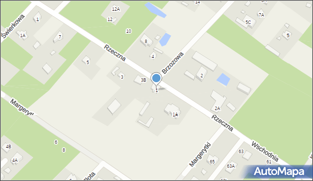 Złotokłos, Rzeczna, 1, mapa Złotokłos