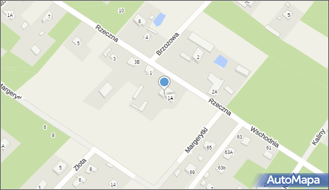 Złotokłos, Rzeczna, 1B, mapa Złotokłos