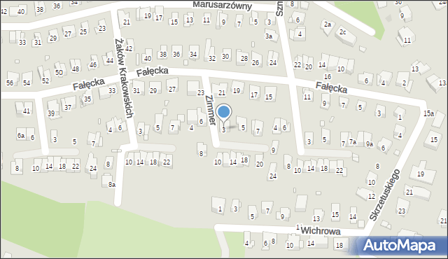 Kraków, s. Zimmer Zygmunty, 3, mapa Krakowa