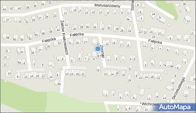 Kraków, s. Zimmer Zygmunty, 6, mapa Krakowa