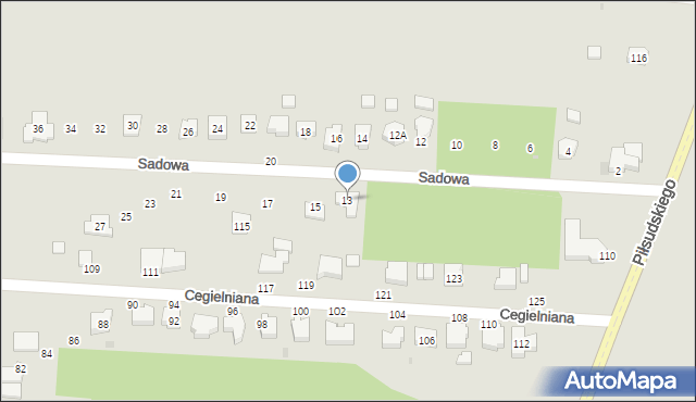Bełchatów, Sadowa, 13, mapa Bełchatów