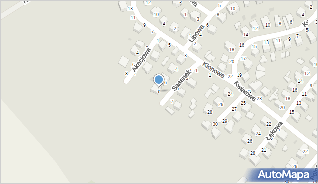 Biała Rawska, Sasanek, 8, mapa Biała Rawska