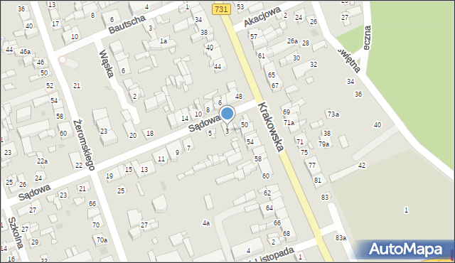 Białobrzegi, Sądowa, 3, mapa Białobrzegi