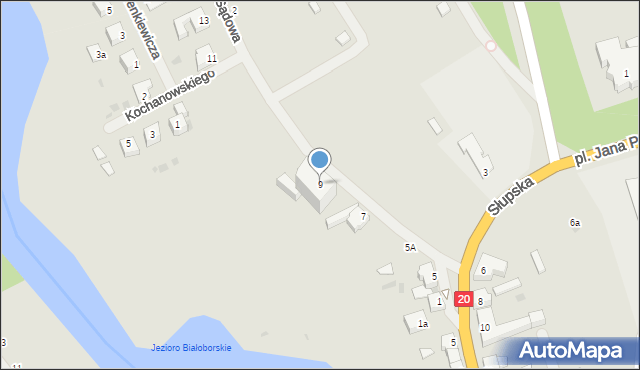 Biały Bór, Sądowa, 9, mapa Biały Bór