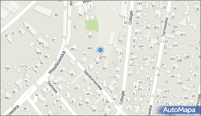 Białystok, Sandomierska, 3C, mapa Białegostoku