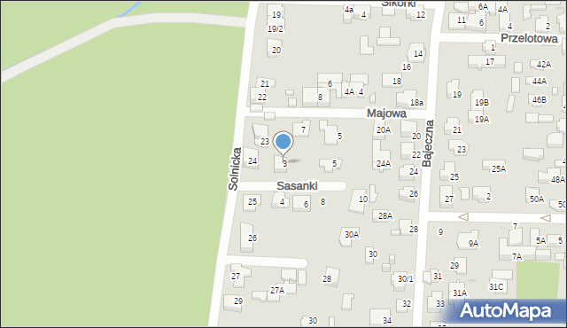 Białystok, Sasanki, 3, mapa Białegostoku