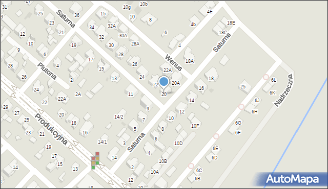 Białystok, Saturna, 20, mapa Białegostoku