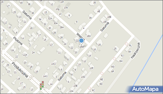 Białystok, Saturna, 20A, mapa Białegostoku