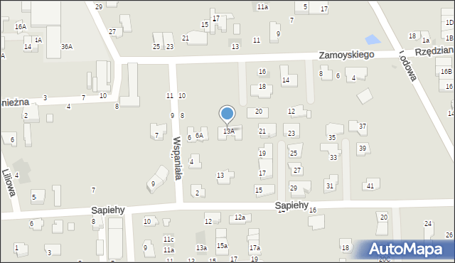 Białystok, Sapiehy Pawła, 13A, mapa Białegostoku