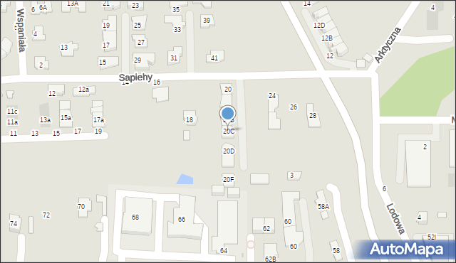 Białystok, Sapiehy Pawła, 20C, mapa Białegostoku