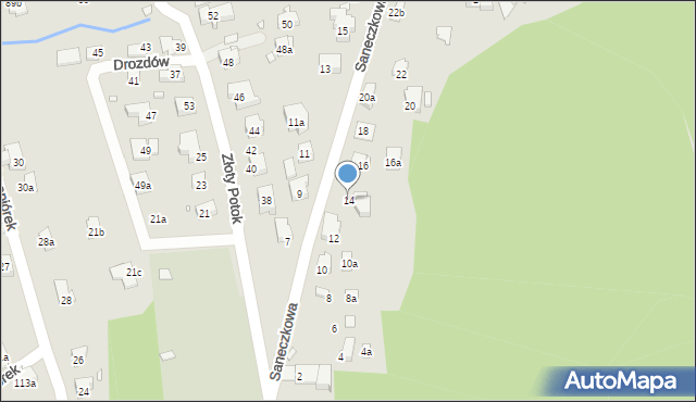 Bielsko-Biała, Saneczkowa, 14, mapa Bielsko-Białej