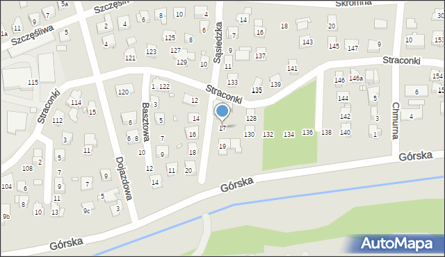 Bielsko-Biała, Sąsiedzka, 17, mapa Bielsko-Białej