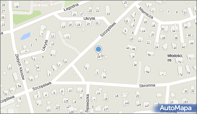 Bielsko-Biała, Sąsiedzka, 1A, mapa Bielsko-Białej