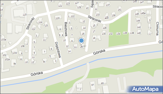 Bielsko-Biała, Sąsiedzka, 20, mapa Bielsko-Białej