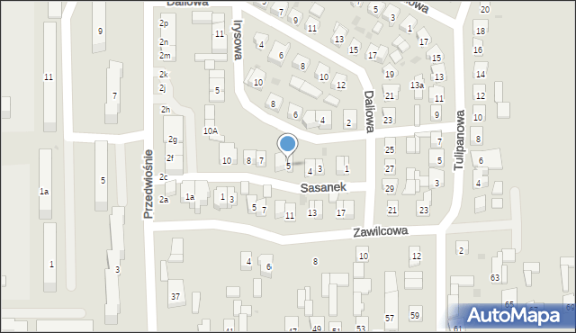 Brzeziny, Sasanek, 5, mapa Brzeziny