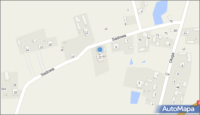 Brzeźno, Sadowa, 11, mapa Brzeźno