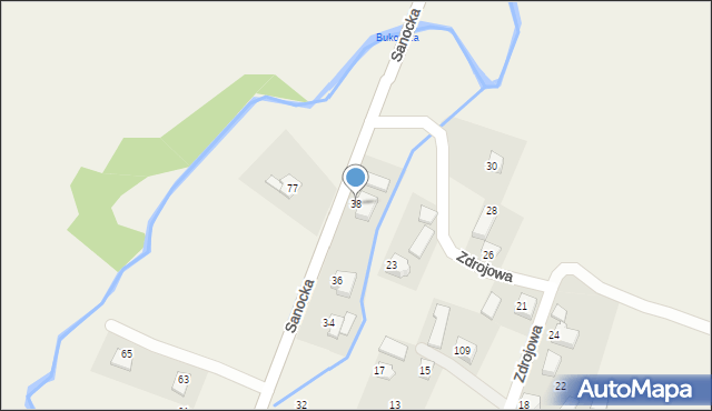 Bukowsko, Sanocka, 38, mapa Bukowsko